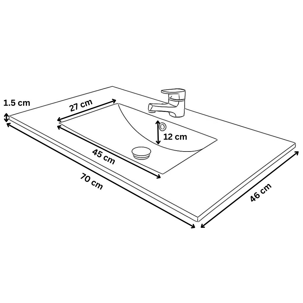 Mobilier Baie MDF și lavoar, Seria 086, Sertare, Cadru metalic
