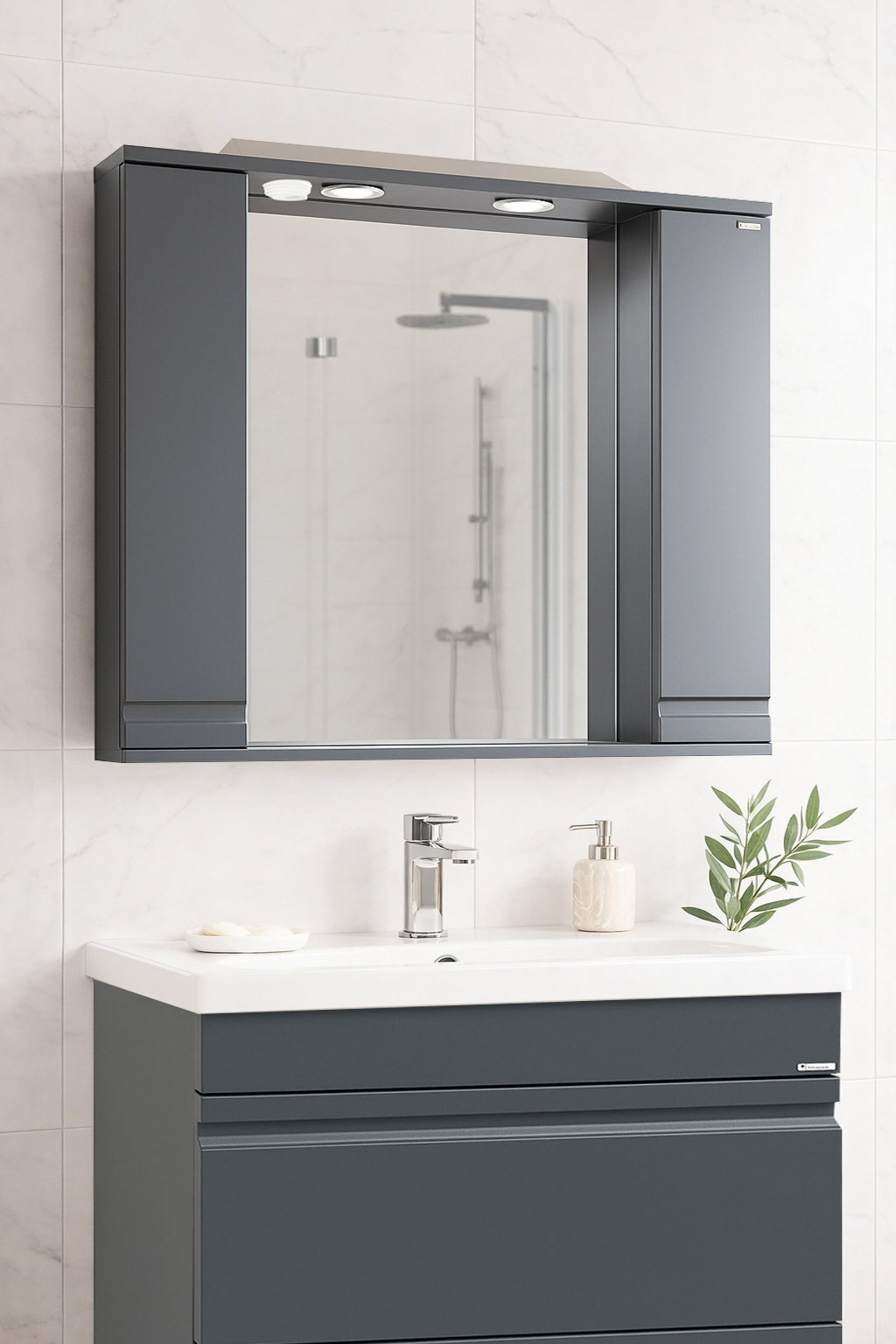 Oglindă MDF Kit, Seria 786, 90cm, Antracit