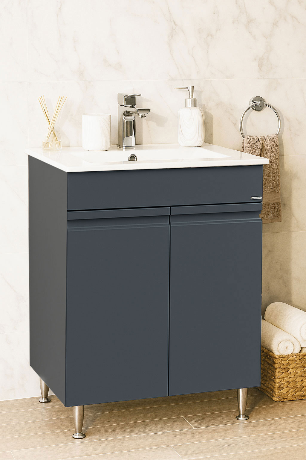 Mobilier Baie MDF și lavoar, Seria 086, 60cm, Antracit