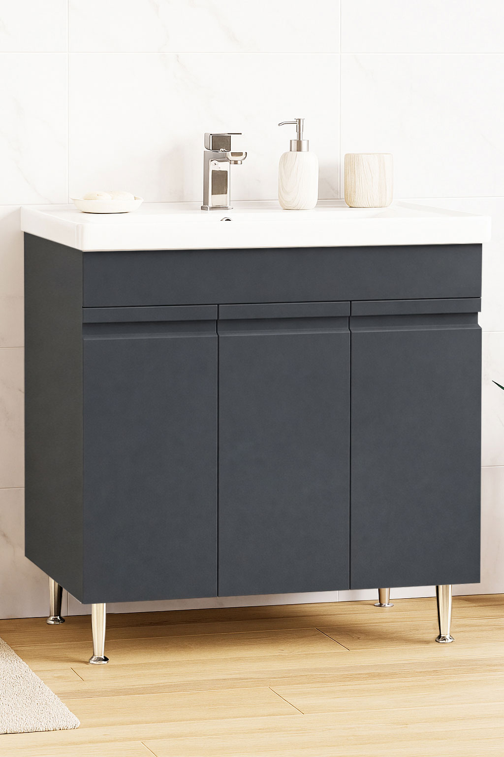 MDF Base and ceramic washbasin Series 786, 80cm, Anthracit