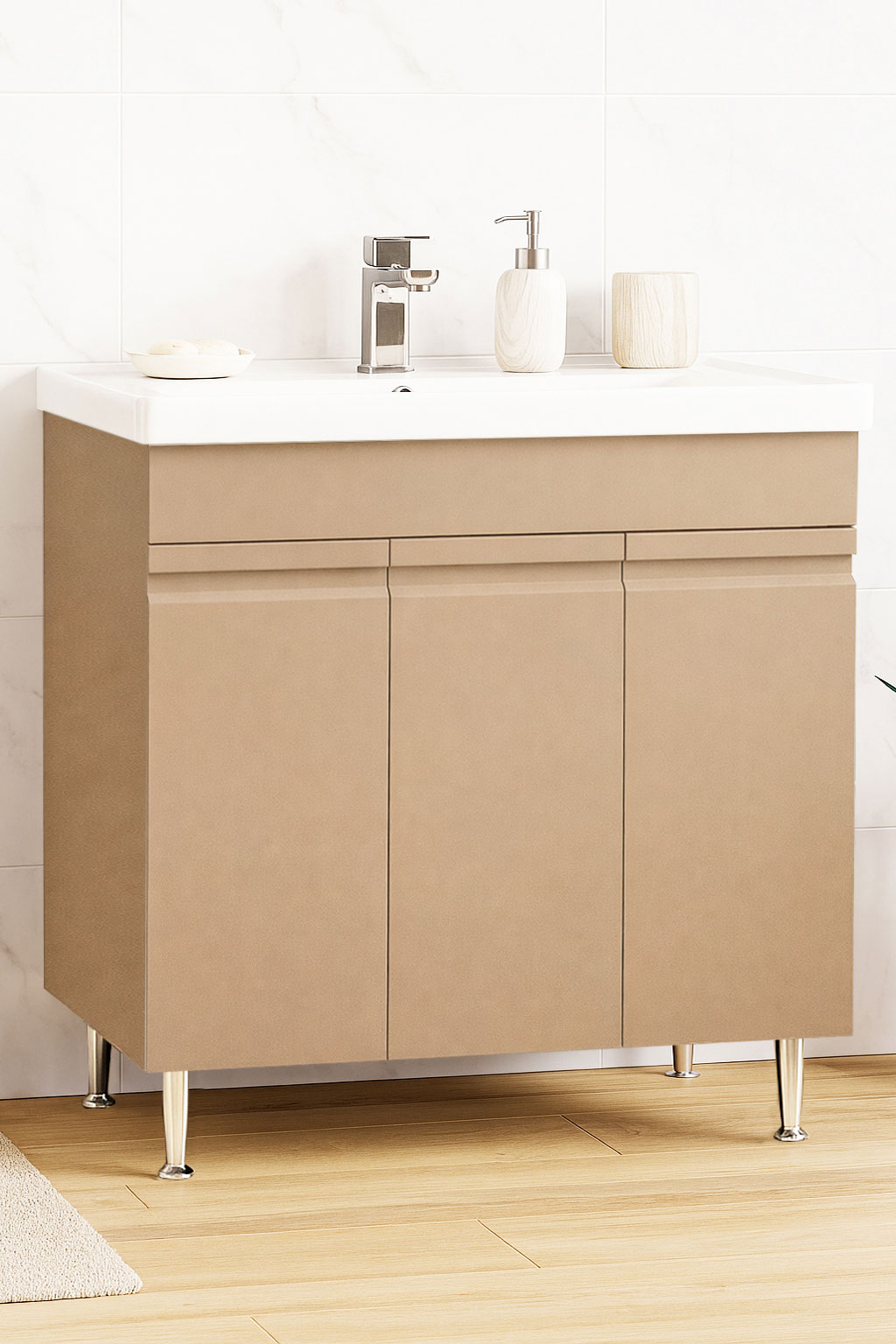 MDF Base and ceramic washbasin Series 786, 80cm, Cappuccino