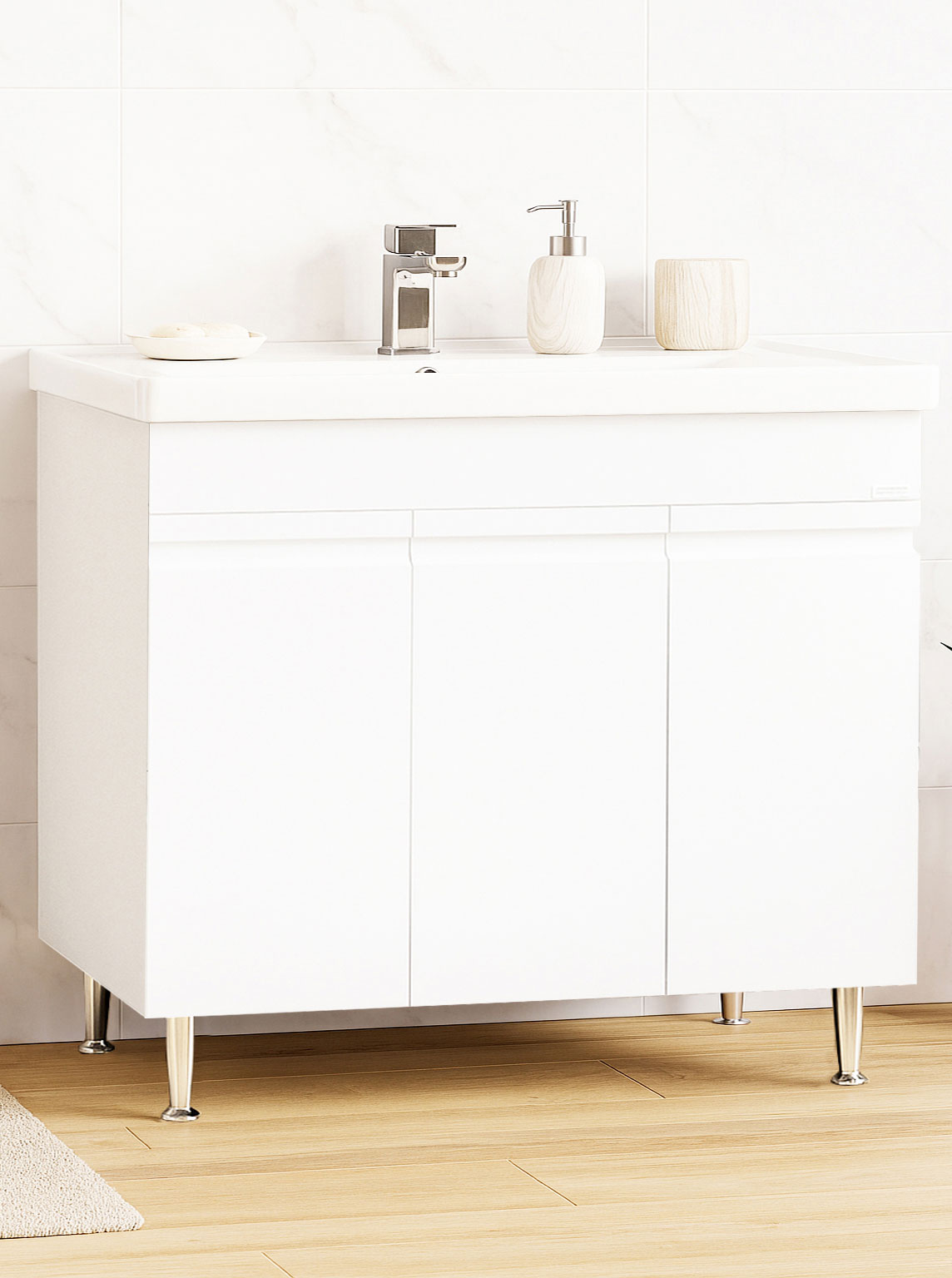 MDF Base and ceramic washbasin Series 786, 100cm, White