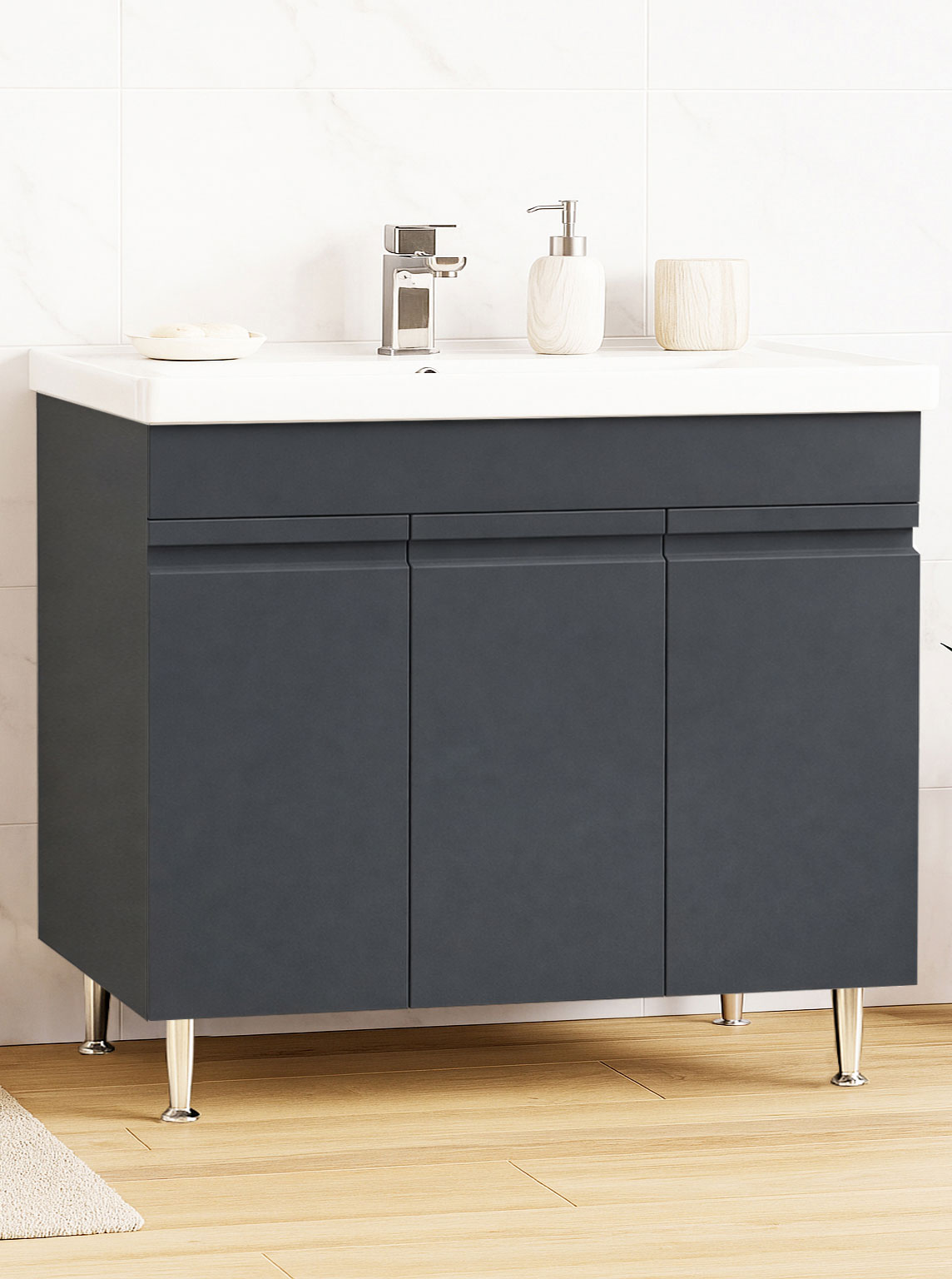 MDF Base and ceramic washbasin Series 786, 100cm, Anthracit