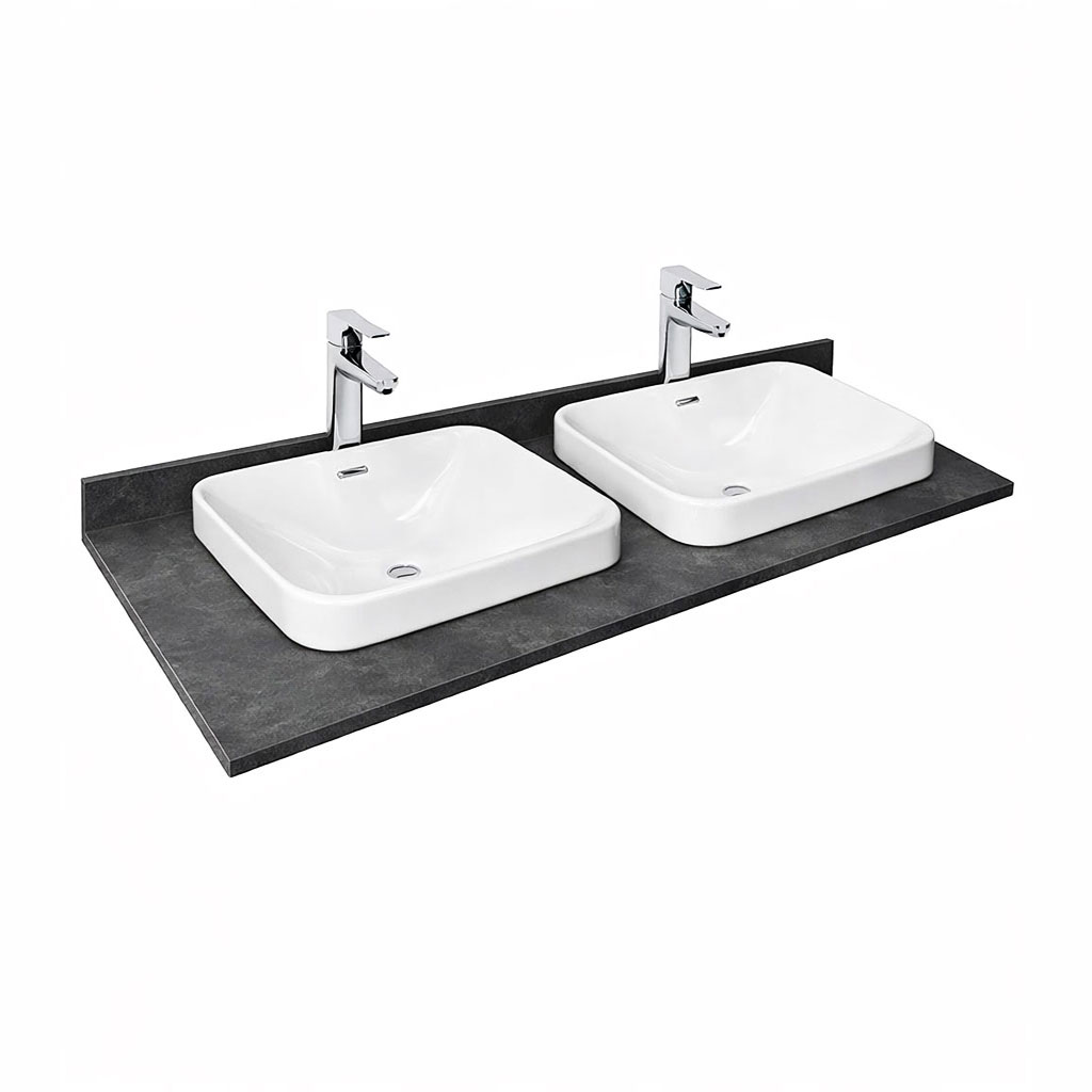 Set blat compozit și lavoare ceramică, Badenmob, 100cm