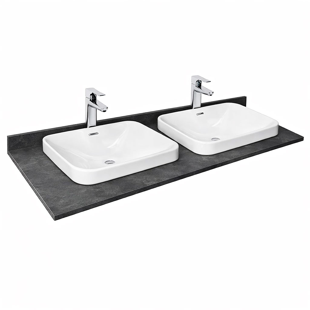 Set blat compozit și lavoare ceramică, Badenmob, 120cm