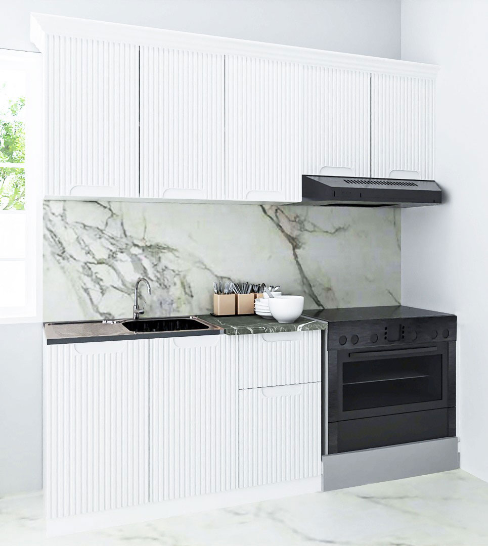 Mobilier de Bucătărie MDF Set, Space, 180cm, Alb Rustic