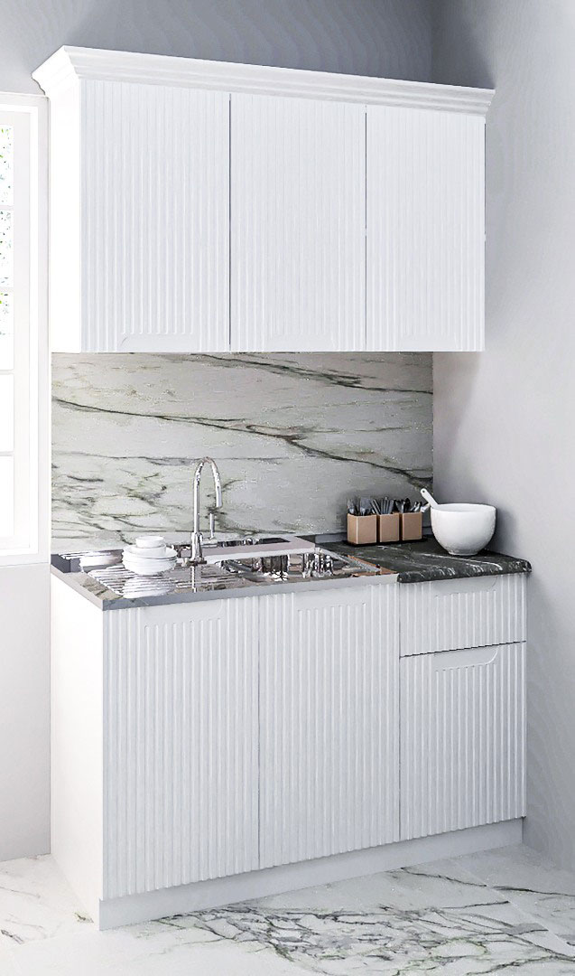 Mobilier de Bucătărie MDF Set, Space, 1 sertar, 120cm, Alb Rustic