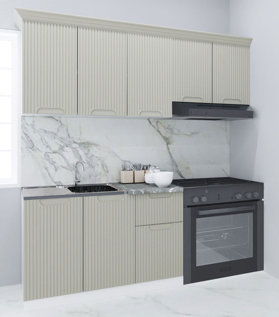 Mobilier de Bucătărie MDF Set, Space, 180cm, Crem