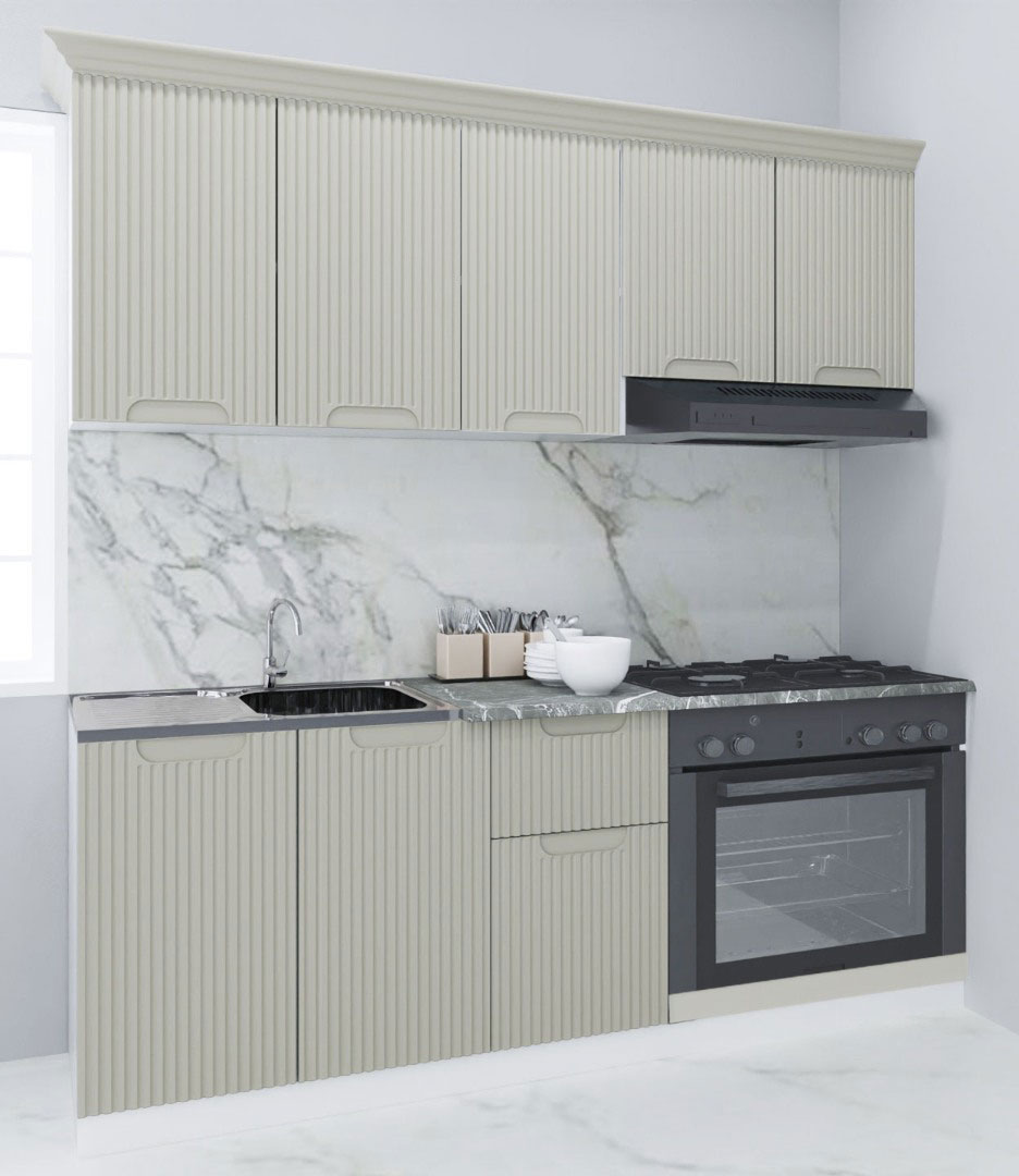 Mobilier de Bucătărie MDF Set, Space, 180cm, Crem