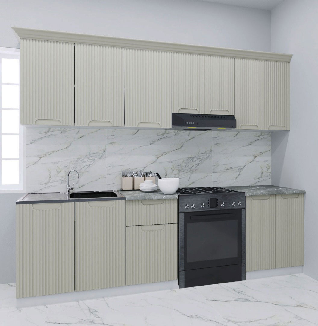 Mobilier de Bucătărie MDF Set, Space, 240cm, Crem