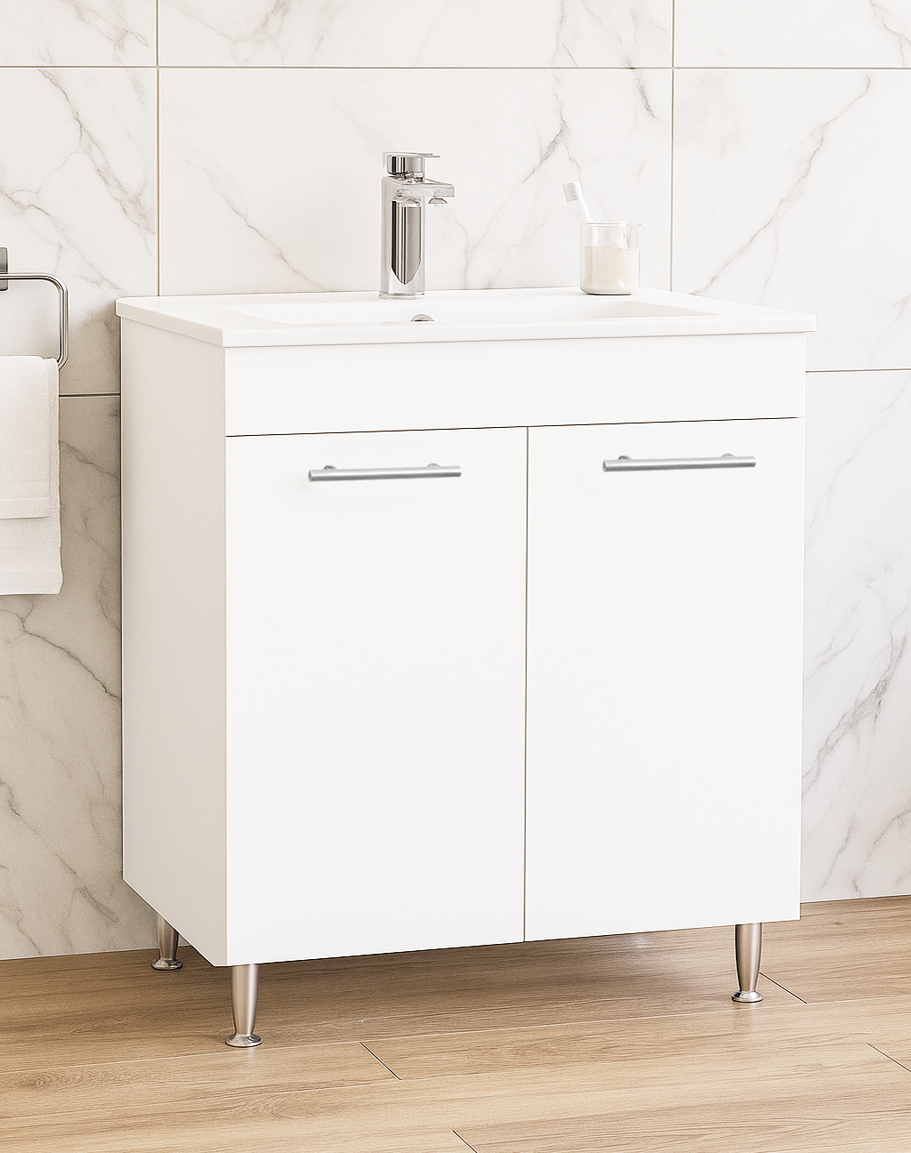 Mobilier baie Kit și lavoar, Seria 067, 70cm, Alb