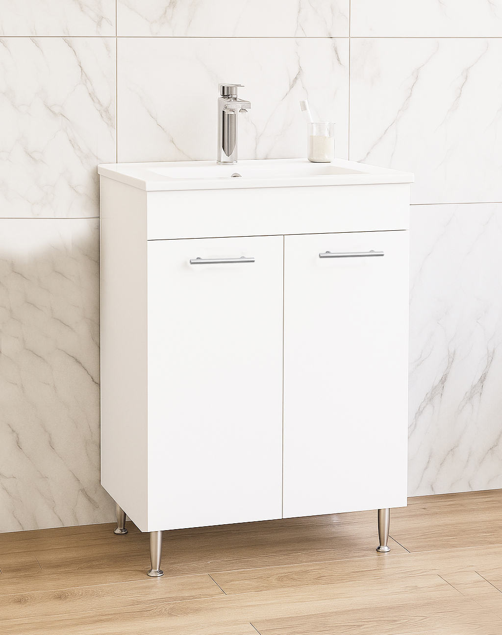 Mobilier baie Kit și lavoar, Seria 067, 50cm, Alb