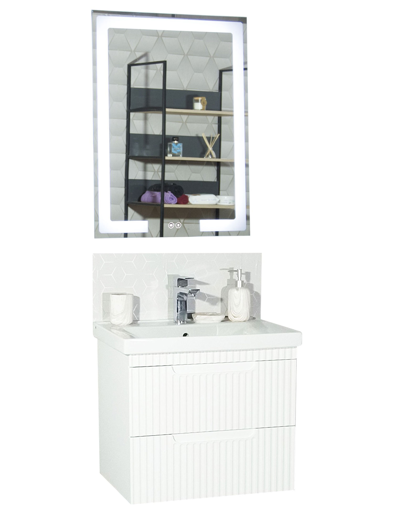 Set Mobilier Baie cu lavoar și Oglindă, Seria 733, Suspendat