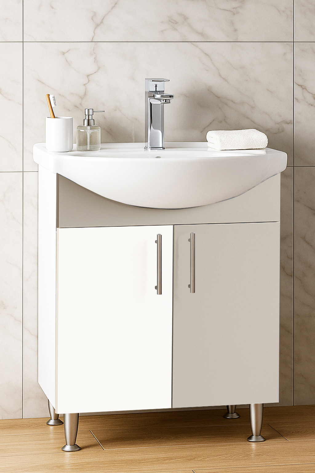 Mobilier Baie eco și lavoar, Seria 001, Montat, 60cm, Taupe