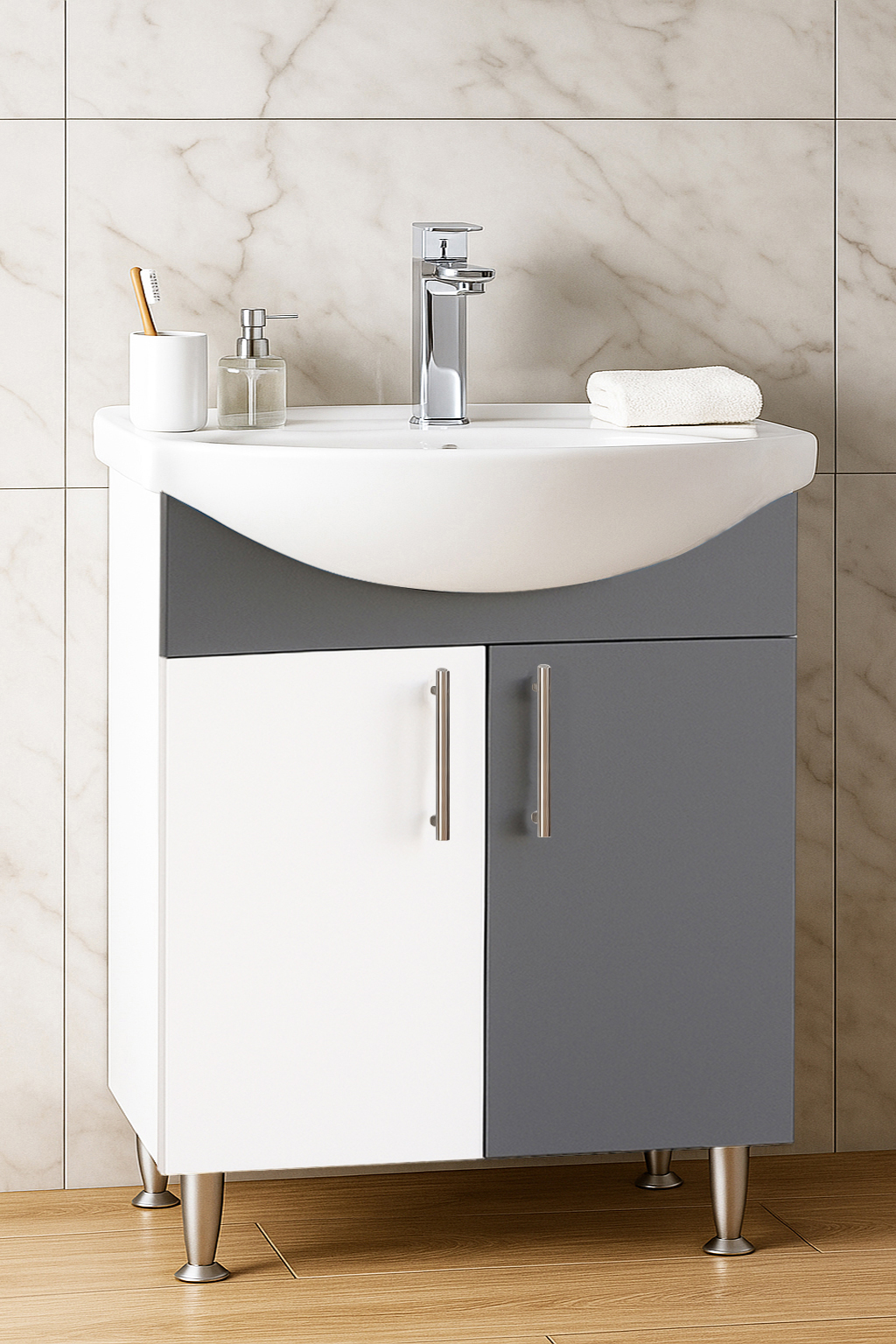 Mobilier Baie eco și lavoar, Seria 001, Montat, 60cm, Antracit