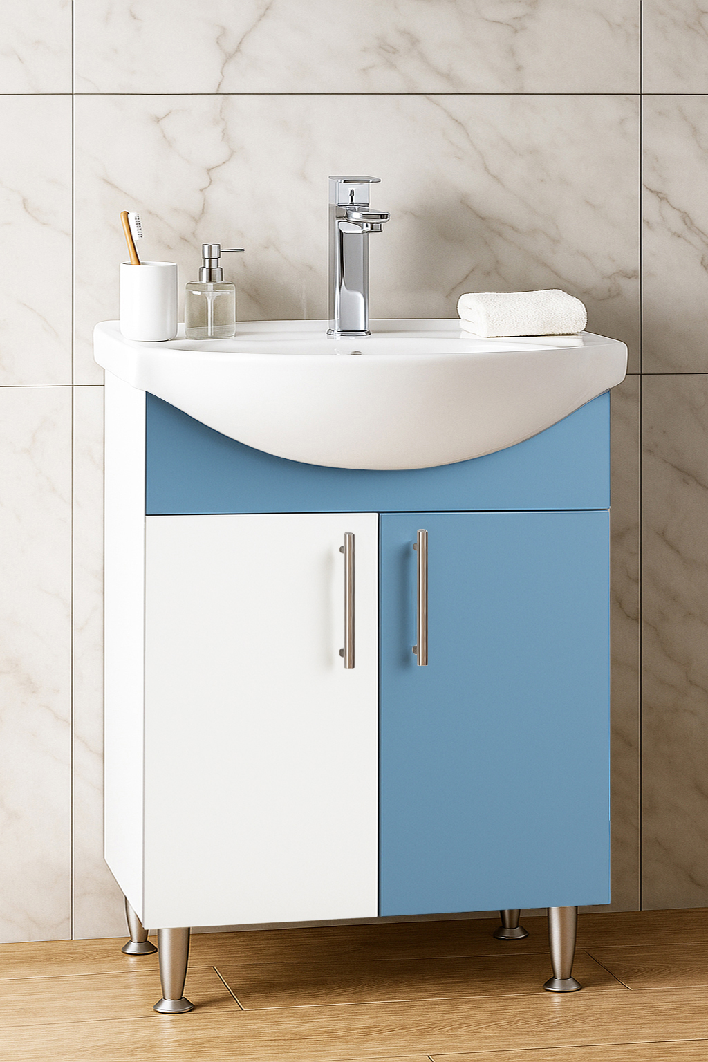 Mobilier Baie eco și lavoar, Seria 001, 55cm, Bleu