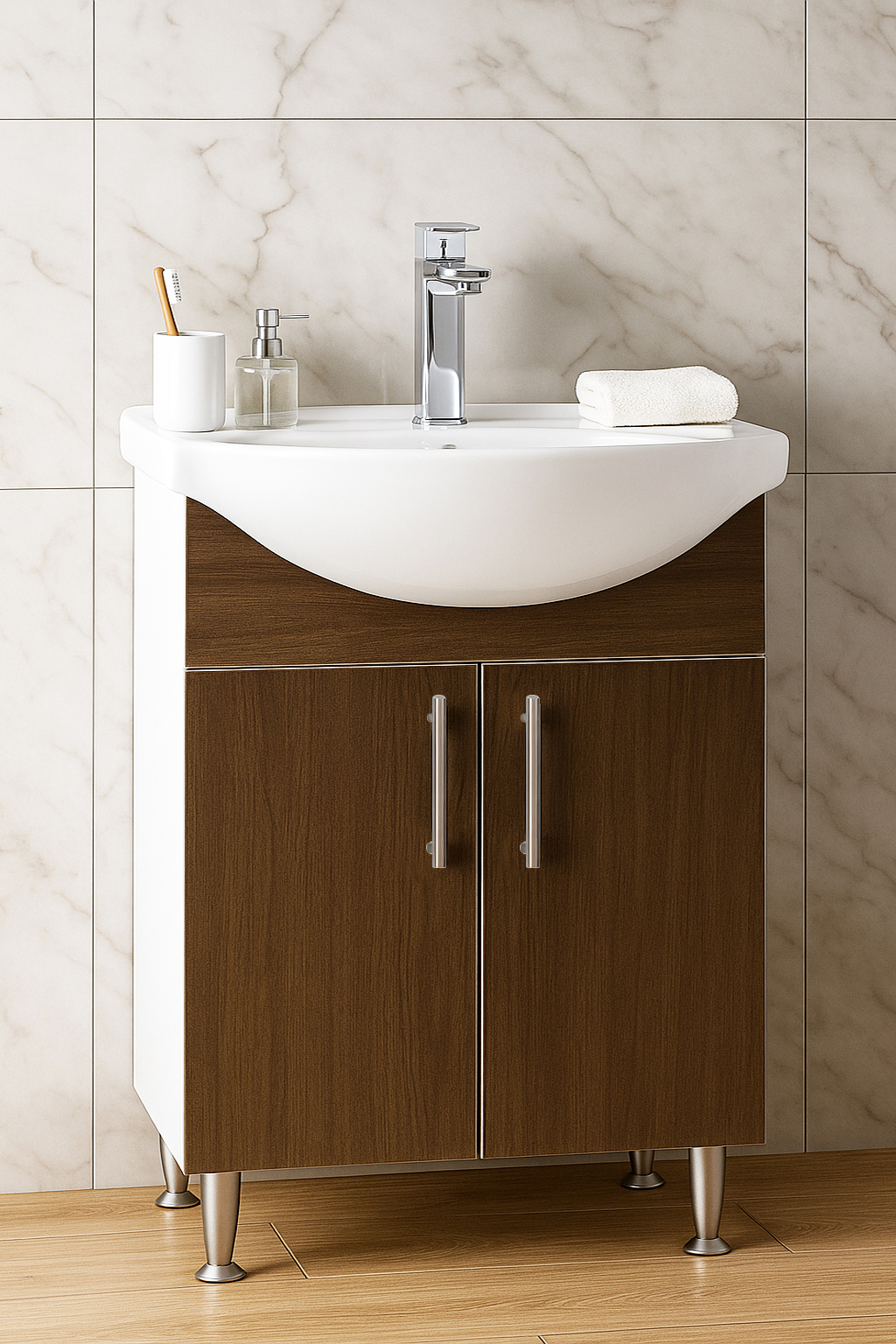 Mobilier Baie eco și lavoar, Seria 001, Cutie Carton, 55cm, Wenge