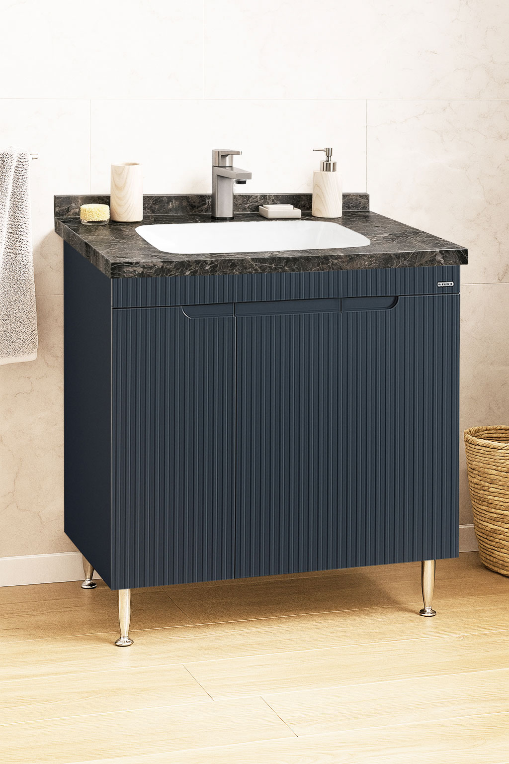 Mobilier Baie MDF și lavoar granit, Seria 833, 80cm, Antracit