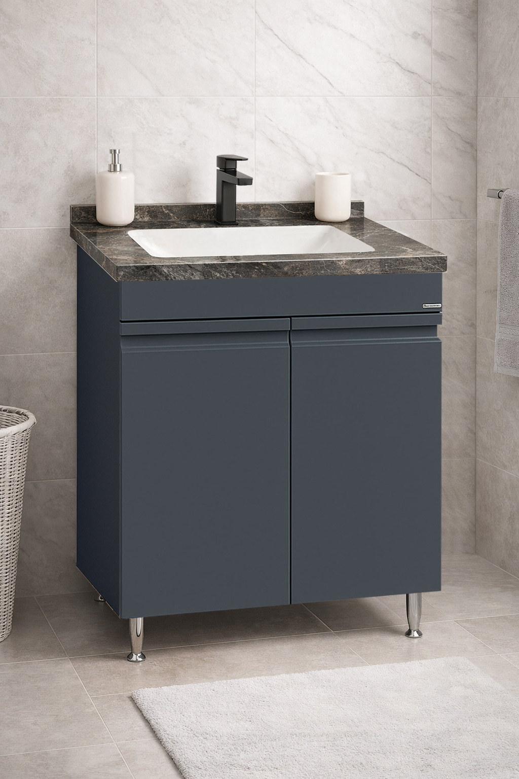 Mobilier Baie MDF și lavoar Dubai, Seria 886, 60cm, Antracit