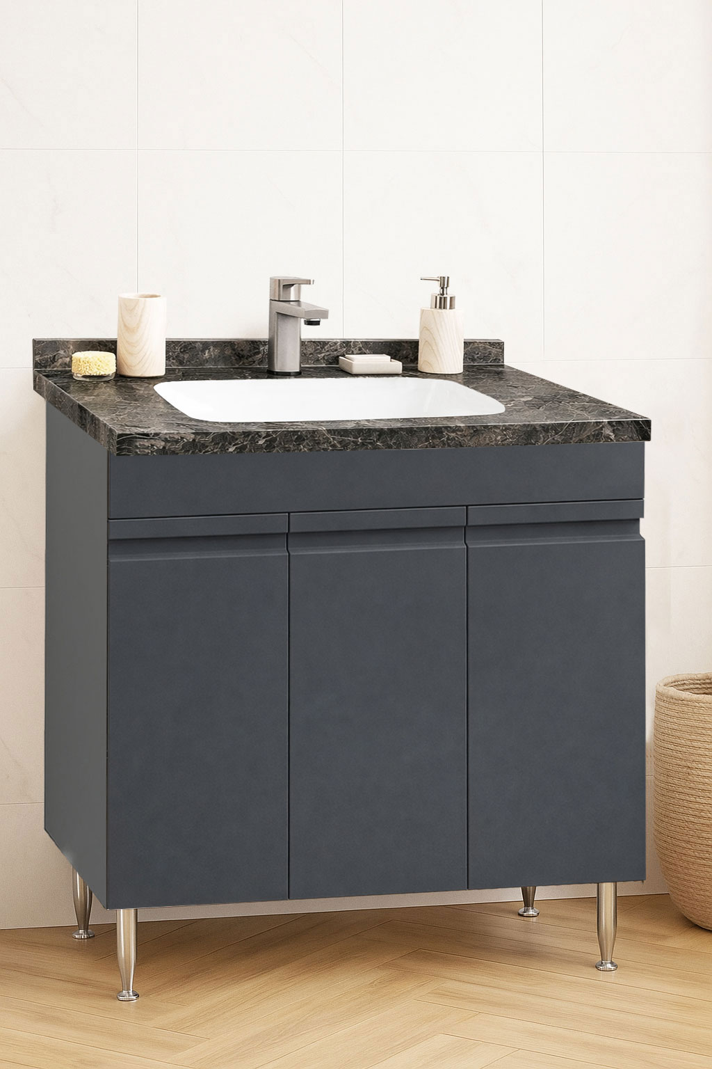 Mobilier Baie MDF și lavoar Dubai, Seria 886, 80cm, Antracit