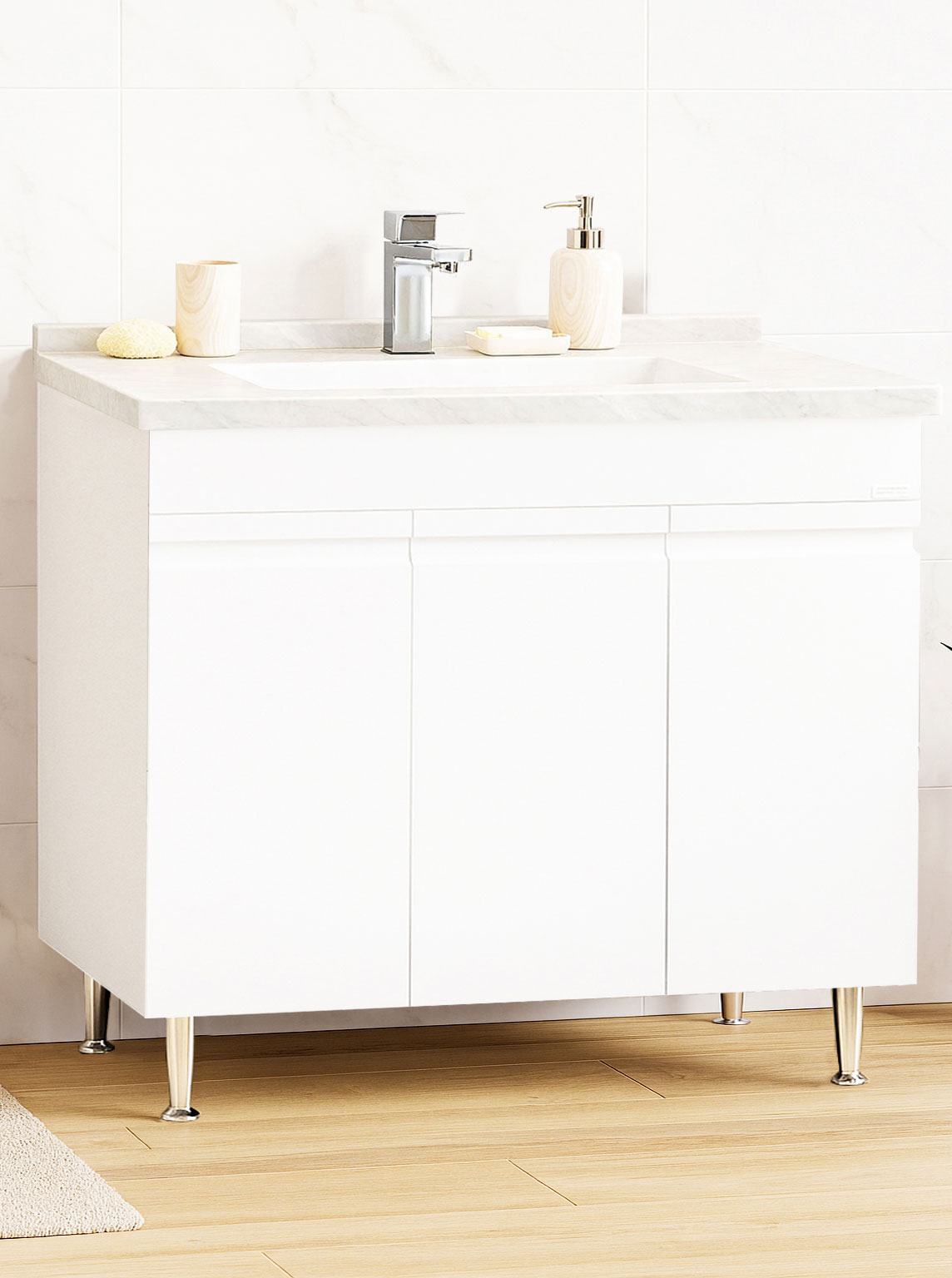 Mobilier Baie MDF și lavoar Dubai, Seria 886, 100cm, Alb