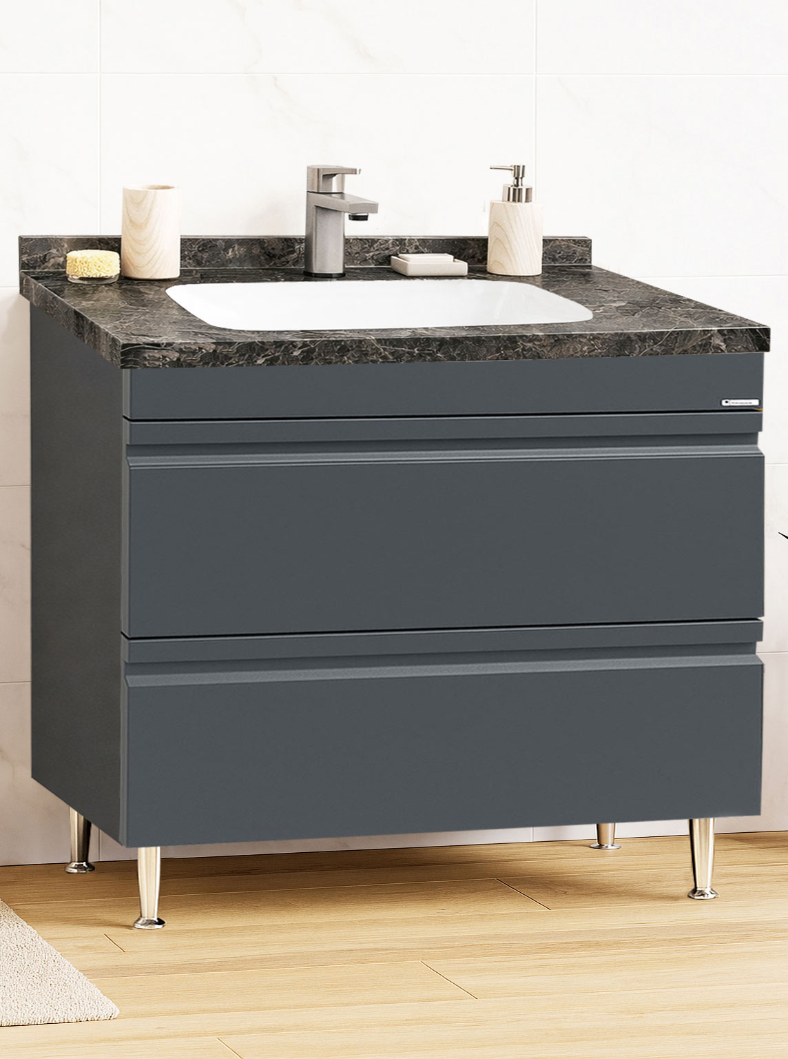 Mobilier Baie MDF și lavoar Dubai, Seria 886, Sertare, 100cm, Antracit