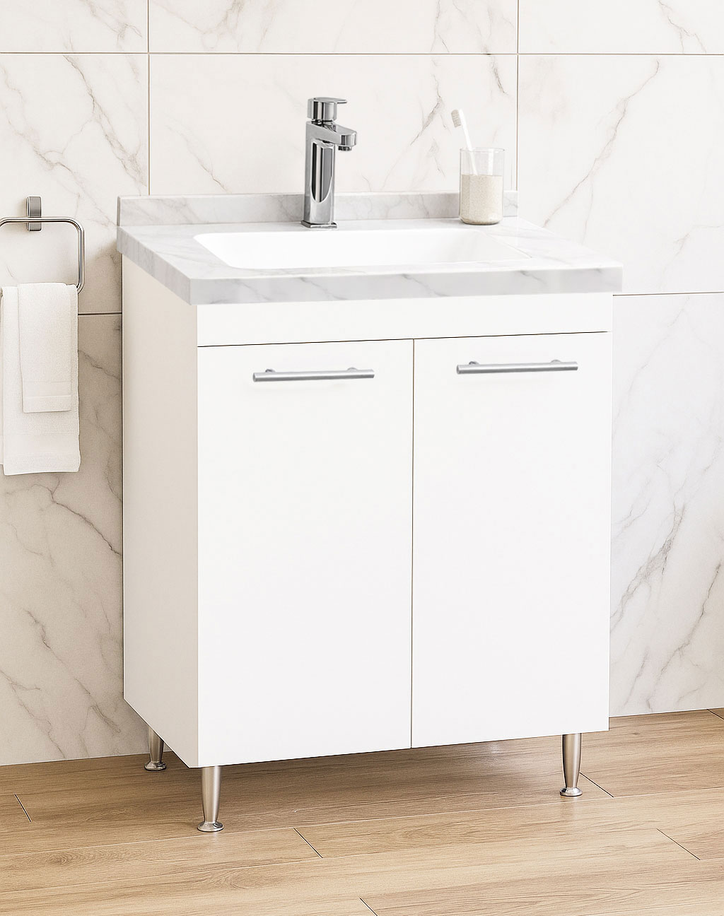 Mobilier Baie kit și lavoar Dubai, Seria 867, 60cm, Alb