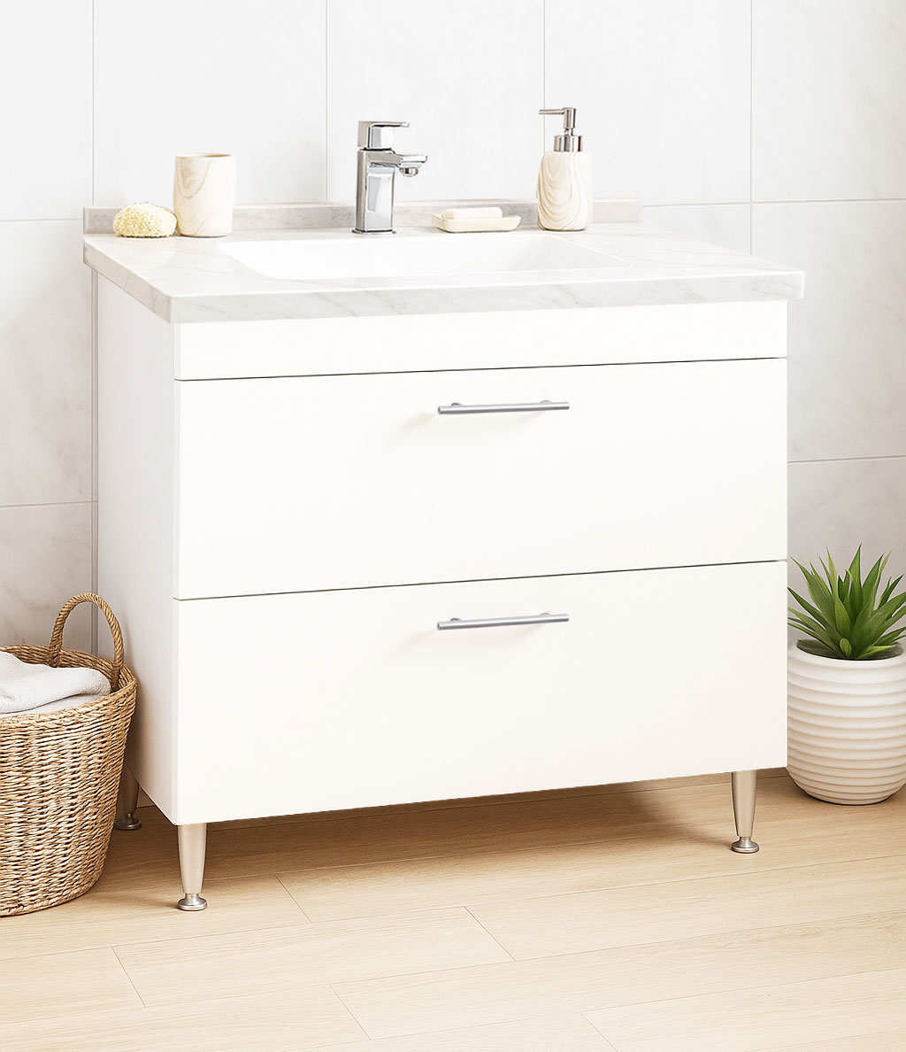 Mobilier Baie kit și lavoar Dubai, Seria 867, cu Sertare, 80cm, Alb