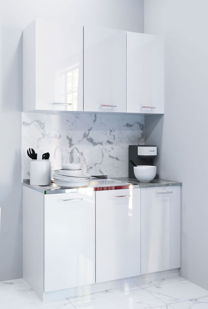 Mobilier de Bucătărie Set, Iris, MDF vopsit ultralucios, 120cm, Alb