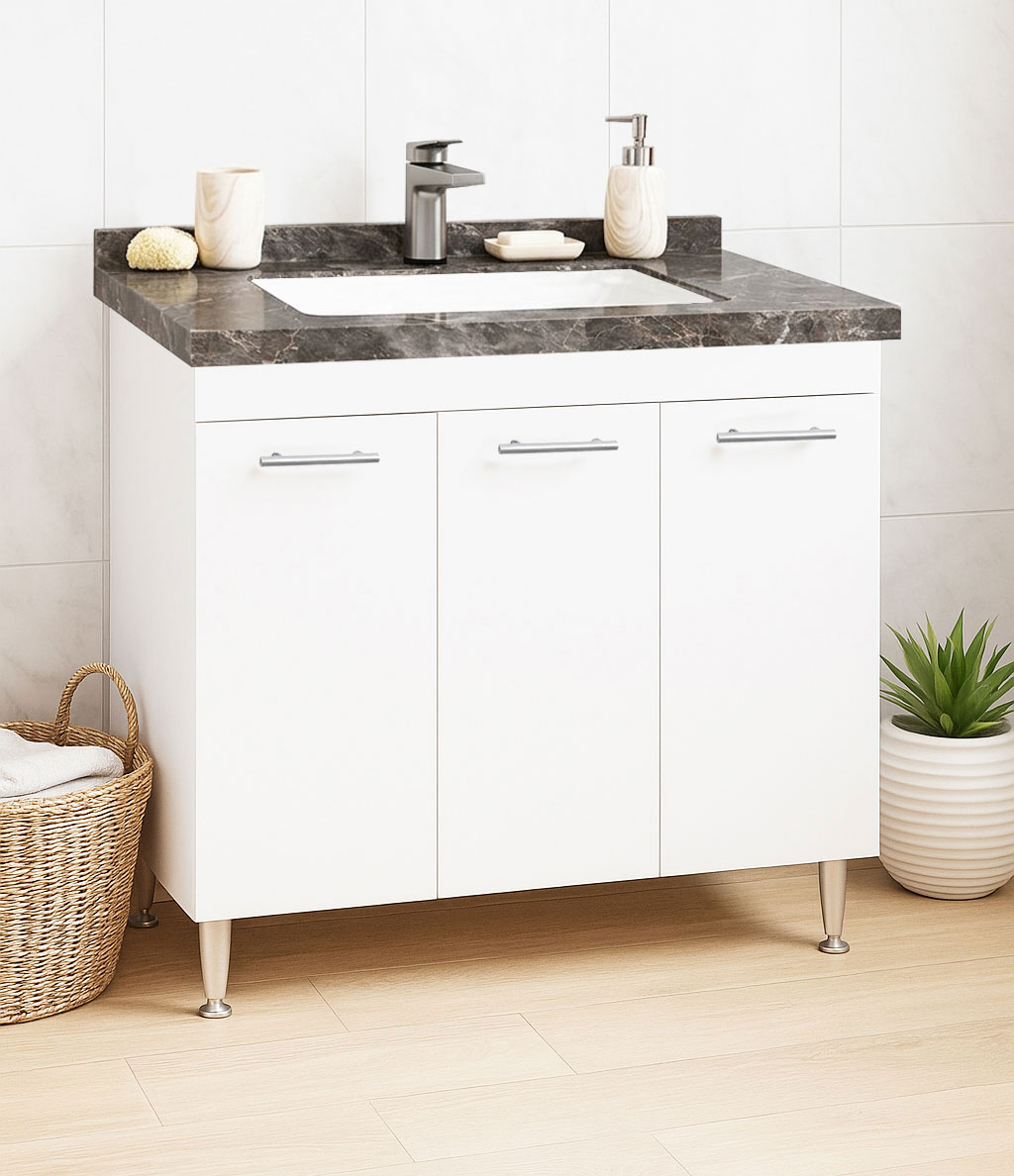 Mobilier Baie kit și lavoar Dubai antracit, Seria 867, 80cm, Alb