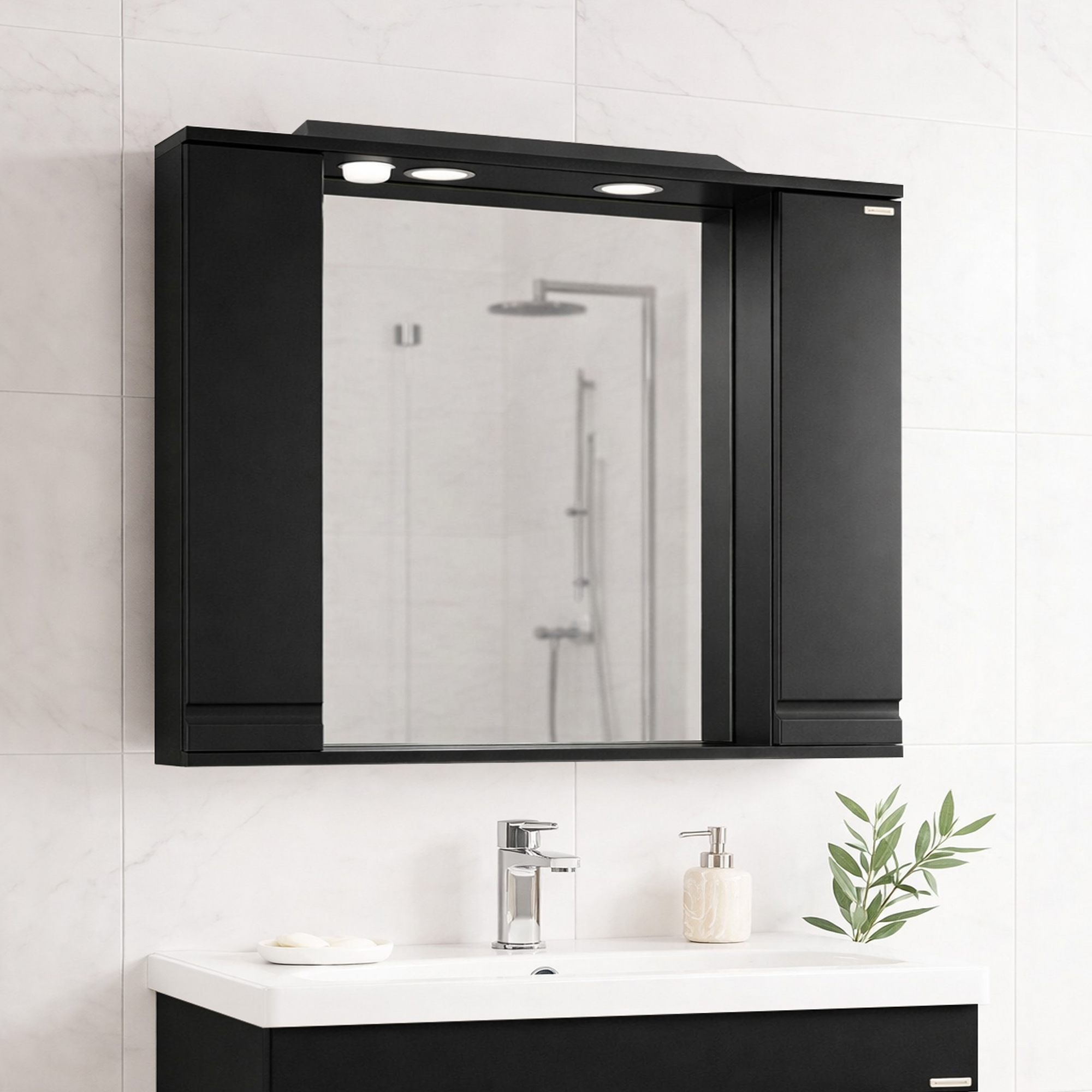 Oglindă MDF, Seria 786, 80cm, Negru