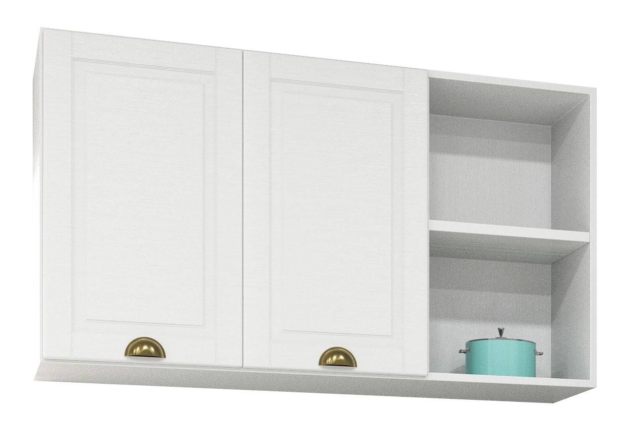 Mobilier bucătărie MDF, Square, Suspendat, 120cm, Alb Rustic