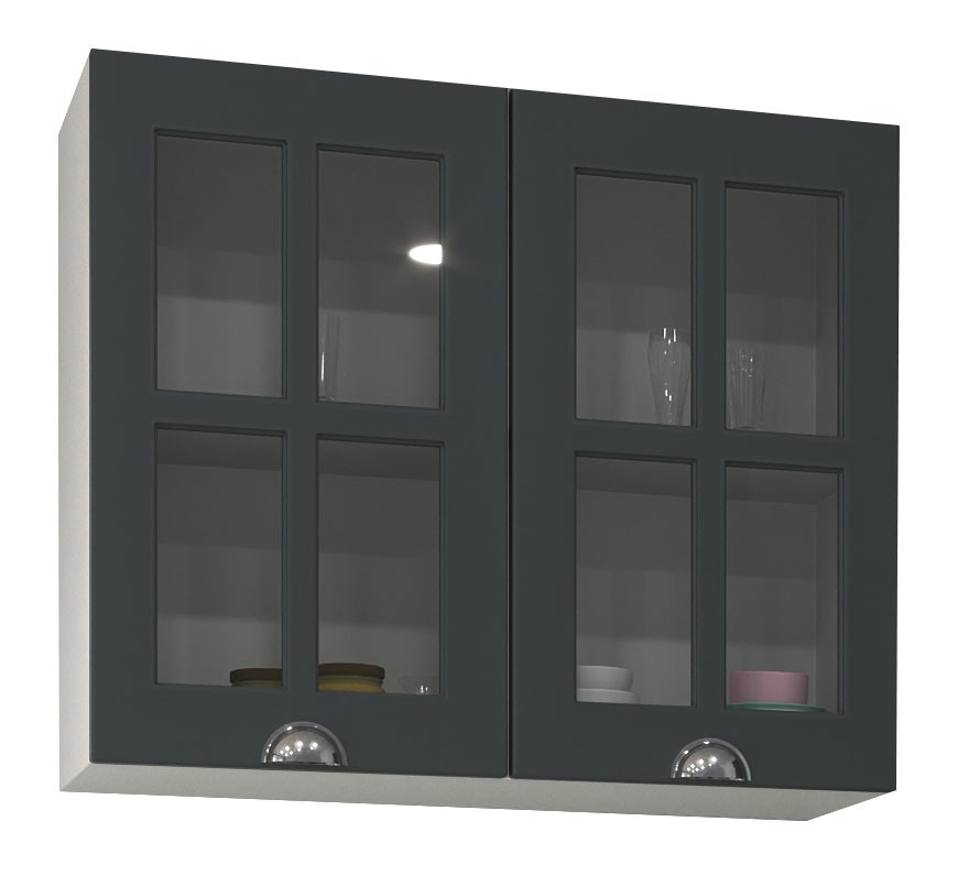 Mobilier bucătărie MDF, Square, Suspendat, 80cm, Antracit