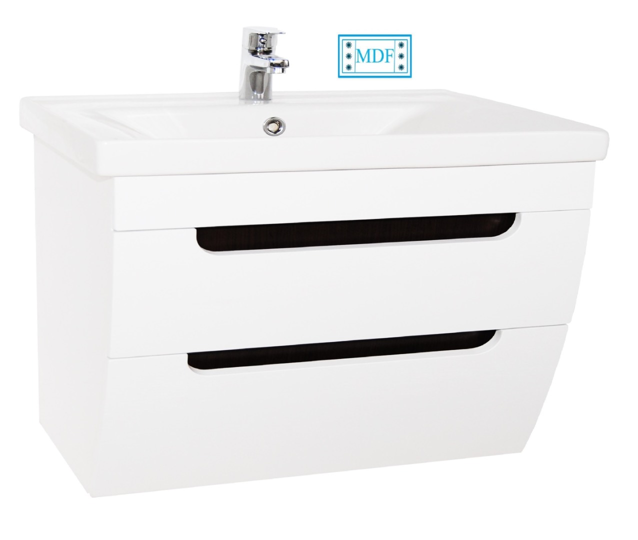 Mobilier Baie MDF și lavoar, Seria 730, Suspendat, Sertare, 100cm, Alb rustic