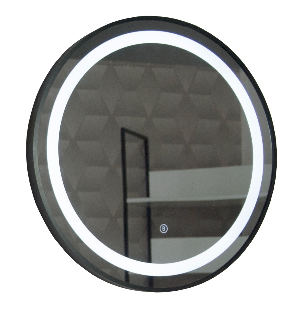 Oglindă cu iluminare LED și întrerupător touch, MD3, D60cm, ramă neagră