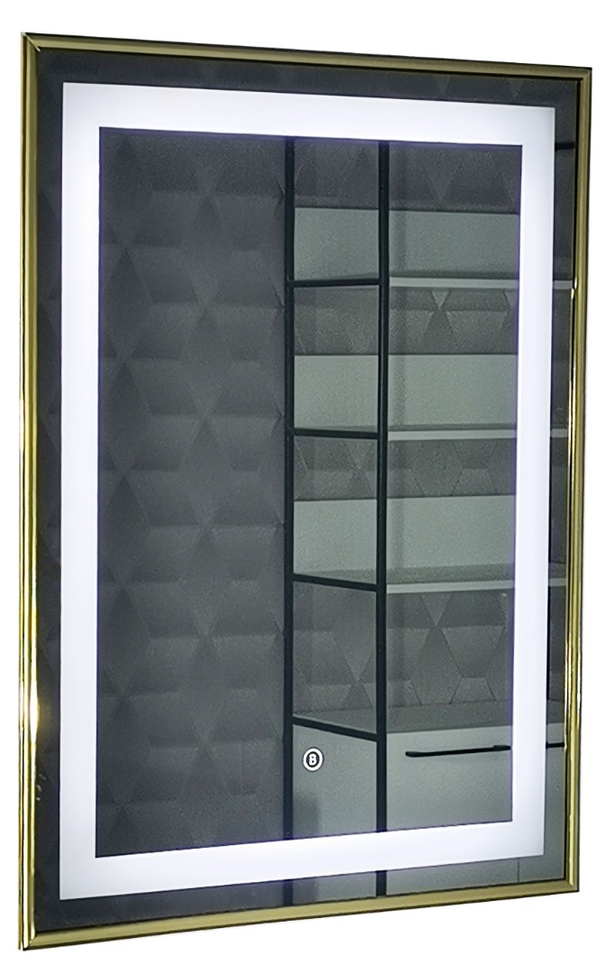 Oglindă cu iluminare LED și întrerupător touch, MD4,60x80cm, ramă aurie