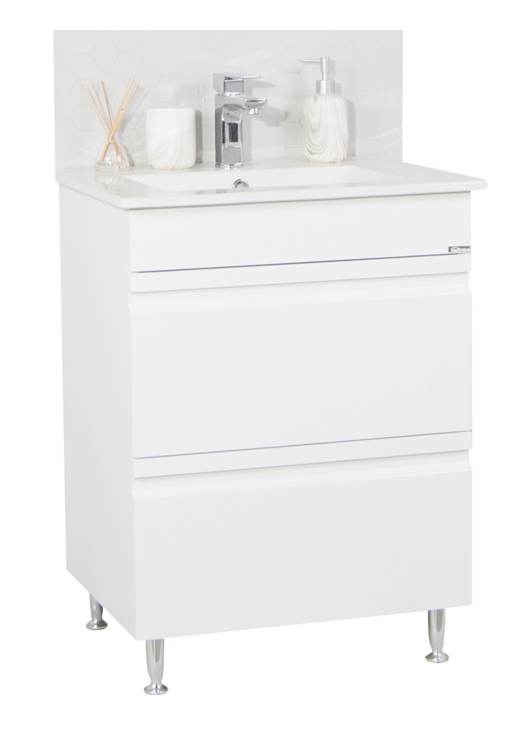 Bază și lavoar seria 086, 60cm sertare, alb