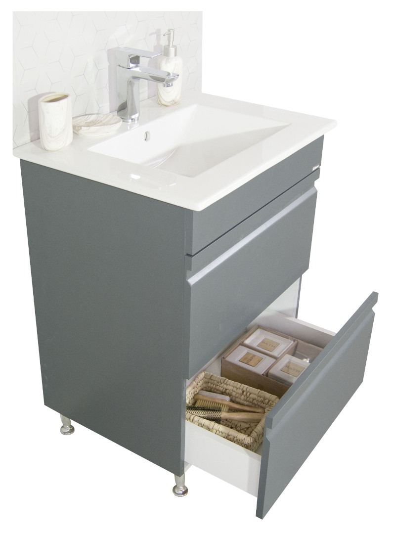 Mobilier Baie MDF și lavoar, Seria 086, Sertare, 60cm, Antracit