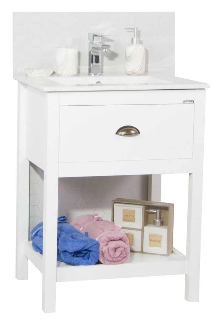 Mobilier Baie MDF și lavoar, Seria 020, 60cm, Alb