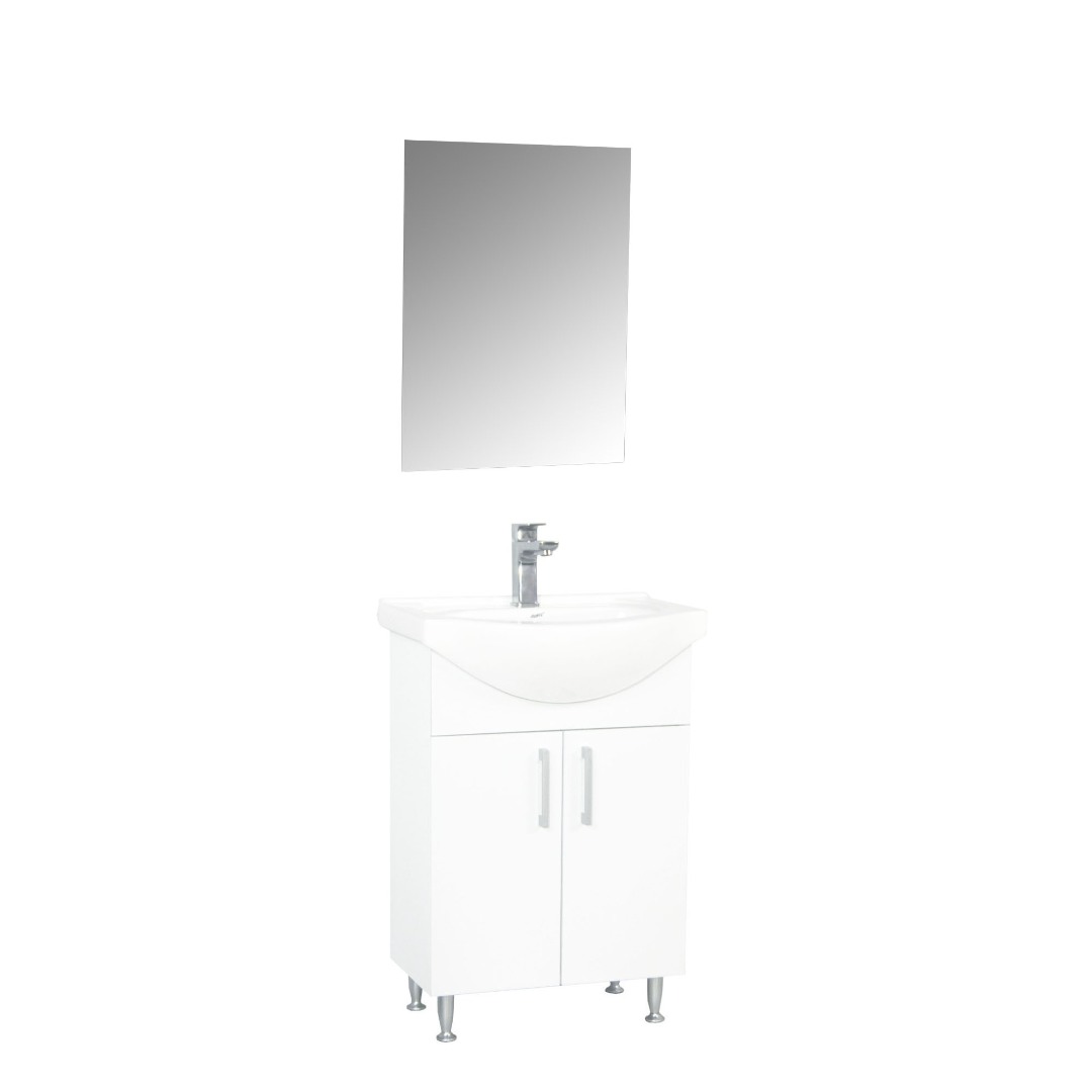 Set Bază cu lavoar și Oglindă Seria 005, Eco, 50cm, alb