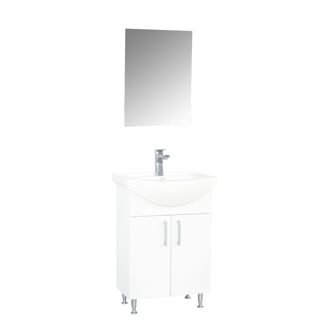 Set Bază cu lavoar și Oglindă, Seria 005, Eco, 55cm, alb