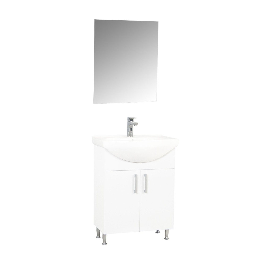 Set Bază cu lavoar și Oglindă Seria 005, 60cm, alb