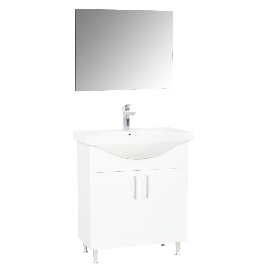 Set bază cu lavoar și oglinda, seria 005, eco 70cm, Alb