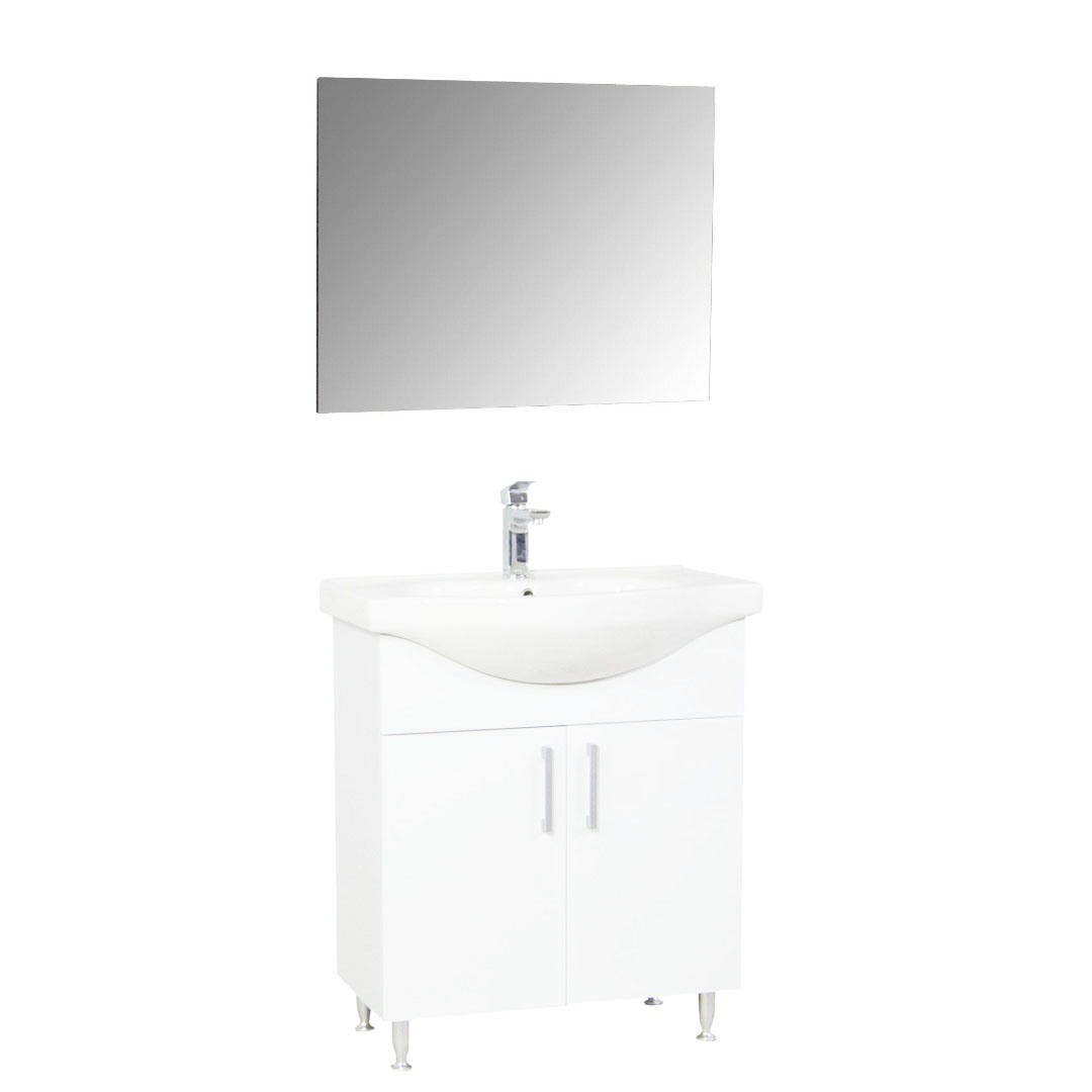 Set bază cu lavoar și oglindă, seria 005, eco 65cm, Alb