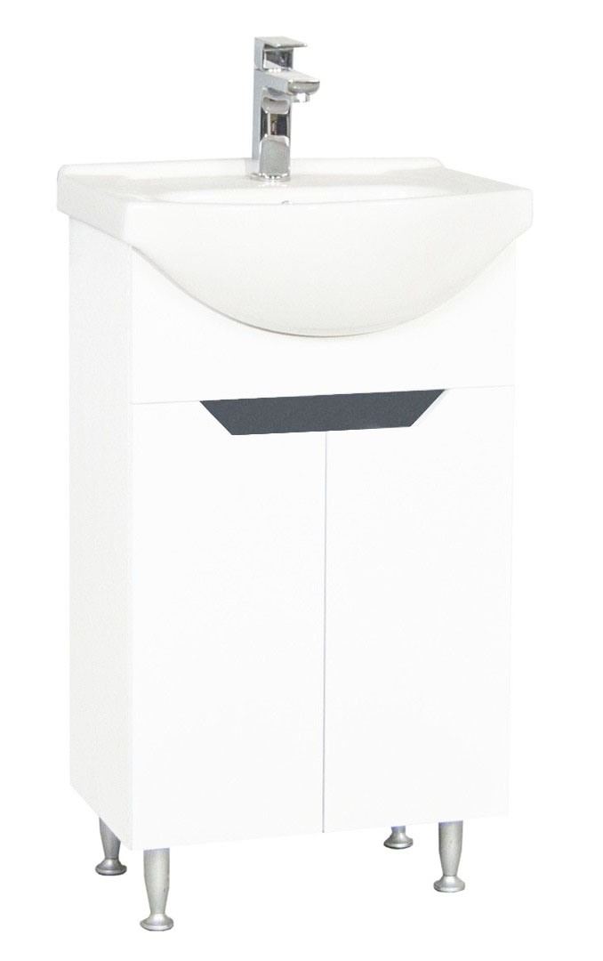 Mobilier baie MDF Kit și lavoar, Seria 050, 50cm, Alb/Antracit