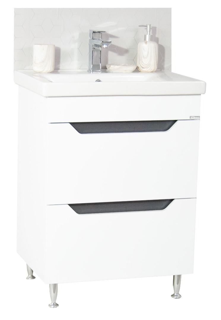 Kit bază MDF și lavoar, seria 756, 60cm, sertare, Alb/Antracit