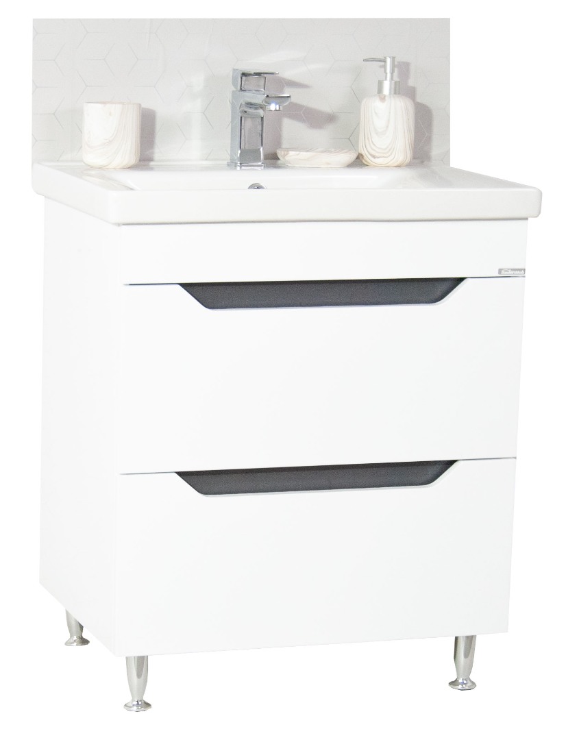 Bază MDF și lavoar, seria 756, 70cm, sertare, Alb/Antracit