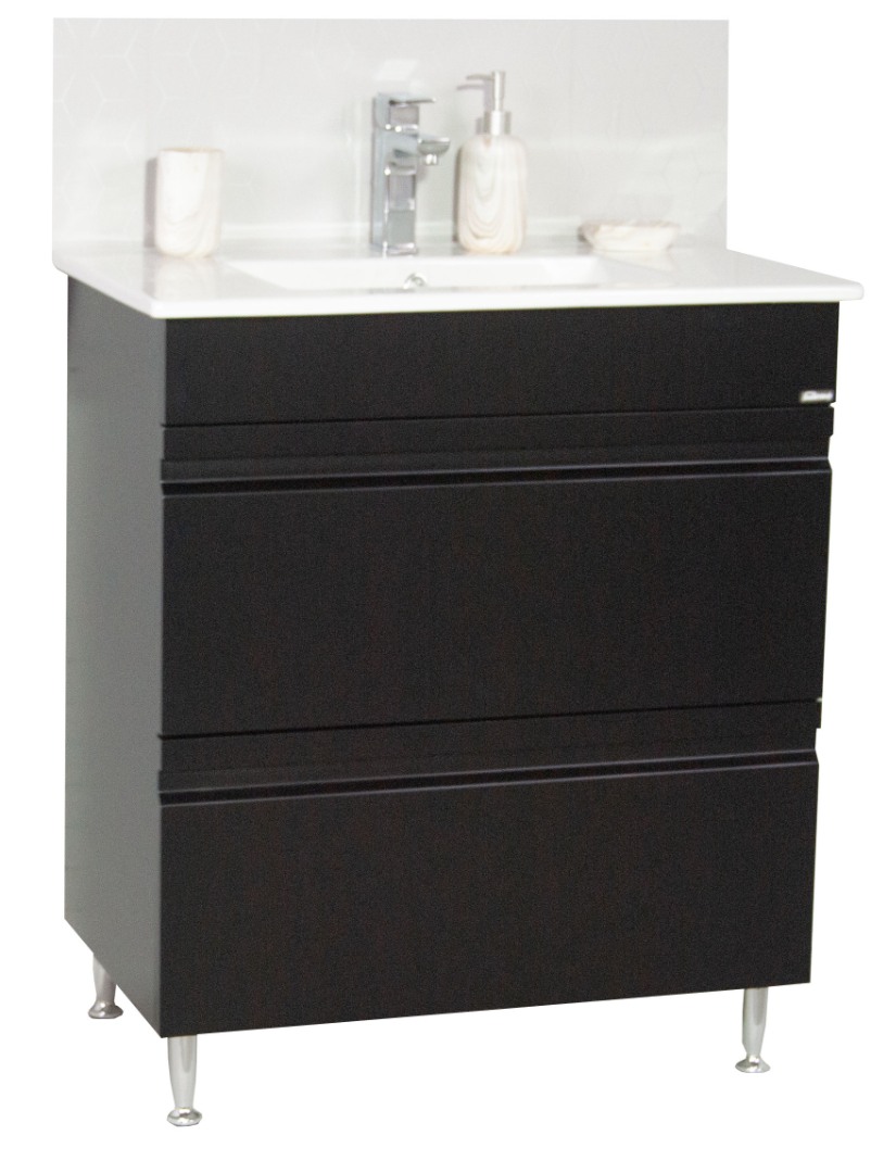 Bază și lavoar, seria 086, 70cm, cu sertare, Negru