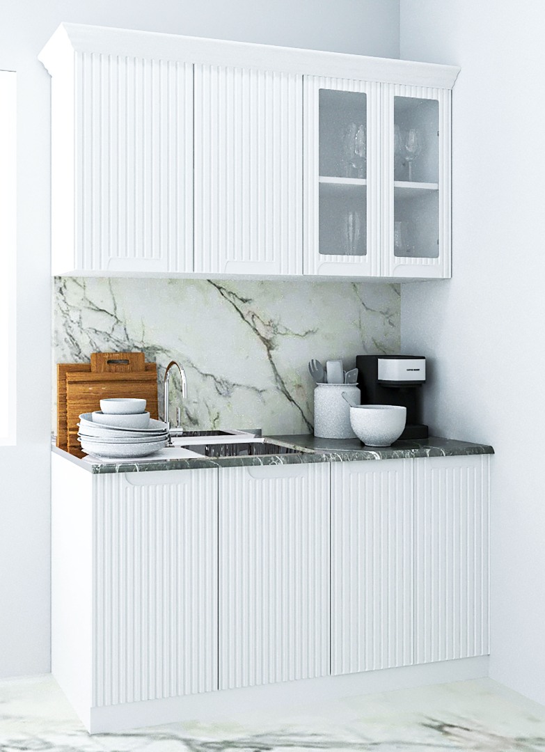 Kit bucătărie Space, 140cm, alb rustic