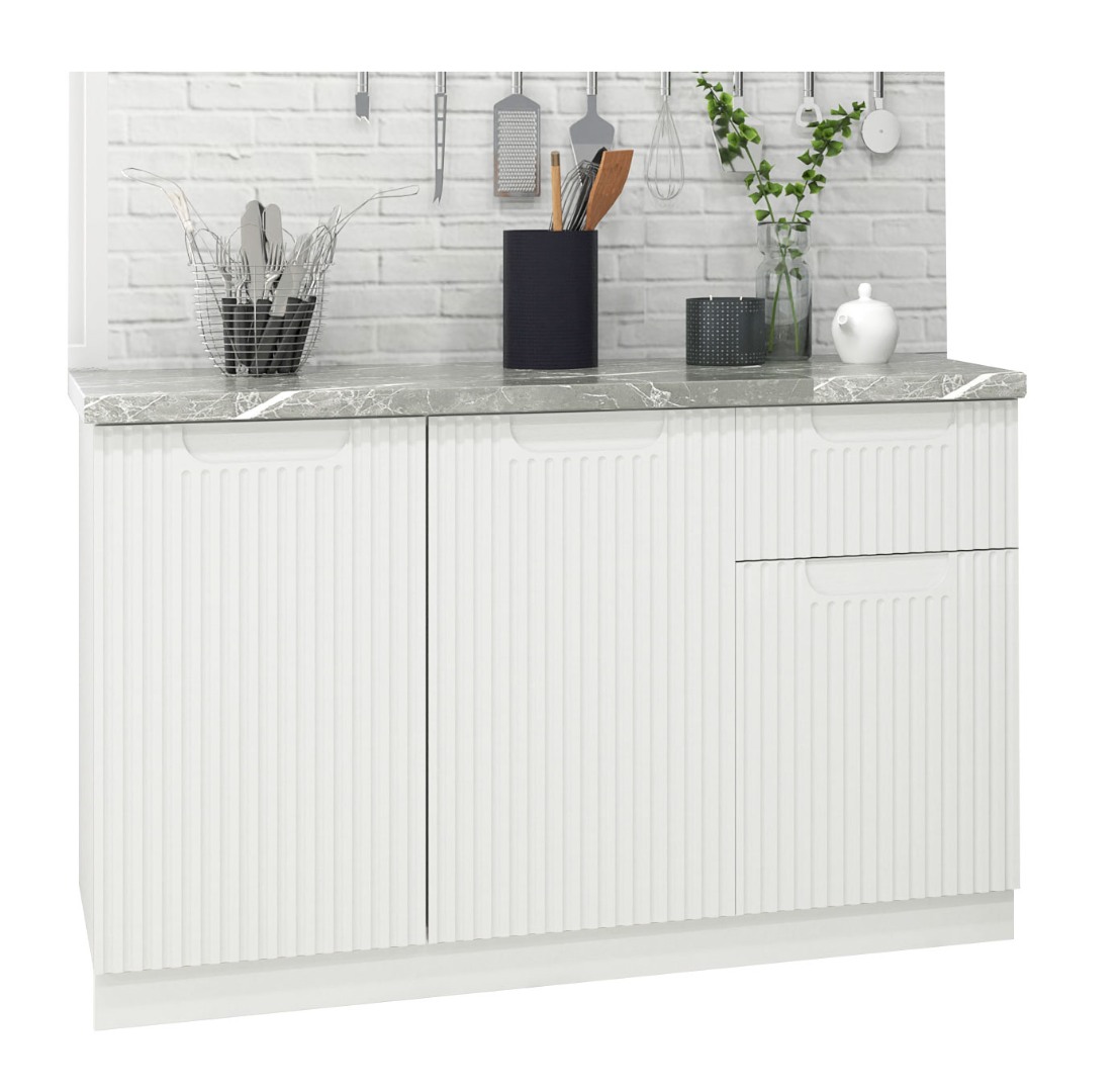 Mobilier bucătărie MDF, Space, Inferior, 1 sertar, 120cm, Alb Rustic